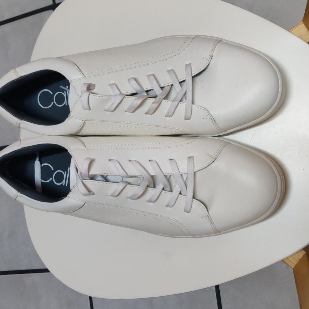 Calvin Klein Men's Bowyer  White Manmade Leather Sneakers